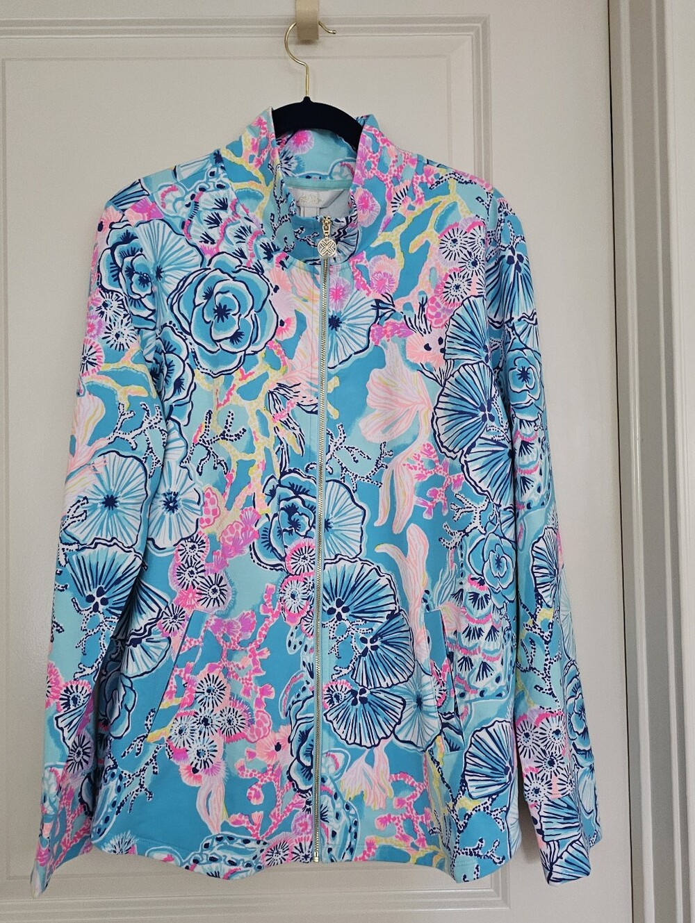 NWT - Lilly Pulitzer Leona Zip Up Bali Blue - Large